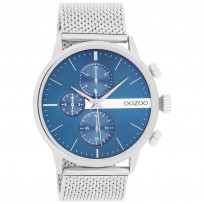 OOZOO C11100 Horloge Timepieces staal zilverkleurig-blauw 45 mm 1