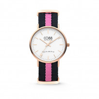 CO88 Horloge staal/nylon rosékleurig/zwart/roze 8CW-10033  1