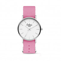 Colori XOXO 5 COL557 Horloge geschenkset met Armband - Nato Band - Ø 36 mm - Roze / Zilverkleurig  1