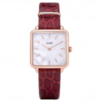 CLUSE CW0101207029 Horloge La Tetragone Rosegold Dark Red Alligator  1