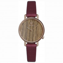 Kerbholz 4251240411675 Horloge Hout/Leder Emma Walnut-Berry 30 mm 1