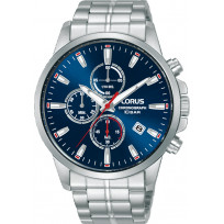 Lorus RM379HX9 Horloge Chronograaf staal zilverkleurig-blauw 43 mm 1