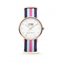 CO88 Horloge staal/nylon rosé/blauw/wit/roze 36 mm 8CW-10030 1