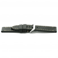 Horlogeband I818 Leder Vintage Zwart Grijs 24 mm 1