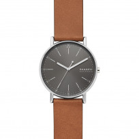 Skagen SKW6578 Horloge Signatur staal-leder zilverkleurig-grijs-bruin 40 mm 1