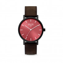 Frank 1967 7FW 0010 Horloge staal/leder rood-donkerbruin 42 mm 1