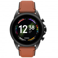 Fossil FTW4062 Smartwatch Gen. 6 staal-leder zwart-cognac 44 mm 1