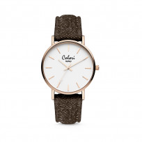 Colori XOXO 5 COL568 Horloge - Denim Band - Ø 36 mm - Bruin / Rosékleurig  1