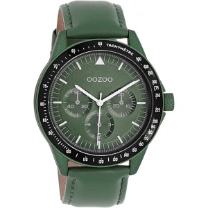 OOZOO C11111 Horloge Timepieces staal-leder zwart-groen 45 mm 1