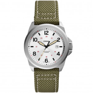 Fossil FS5918 Horloge Bronson staal-nylon zilverkleurig-groen 40 mm 1