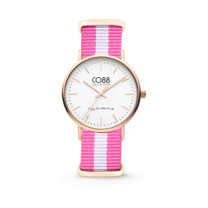 CO88 Horloge staal/nylon rosé/wit/roze 36 mm 8CW-10026  1