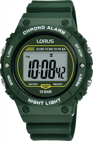 Lorus R2309PX9 Horloge Digitaal staal-siliconen groen 40 mm 1