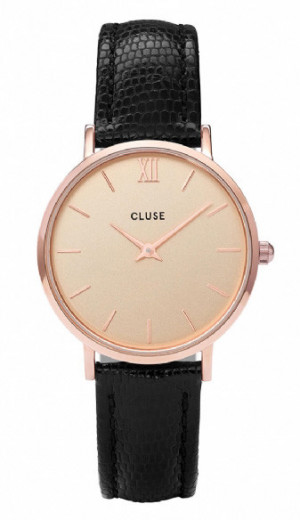 Cluse CL30051 Horloge Minuit Champagne Black Lizzard 33 mm 1