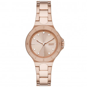 DKNY NY6642 Horloge Chambers staal rosekleurig 34 mm 1