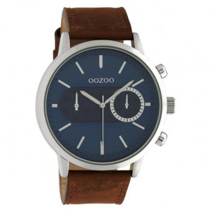 OOZOO C10670 Horloge Timepieces staal/leder bruin-blauw 50 mm 1