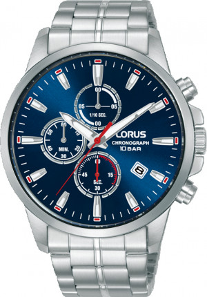 Lorus RM379HX9 Horloge Chronograaf staal zilverkleurig-blauw 43 mm 1