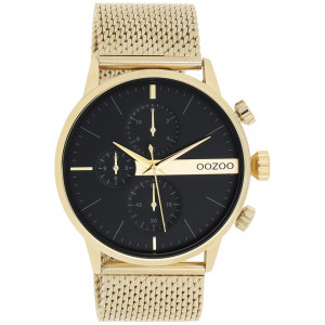 OOZOO C11102 Horloge Timepieces staal goudkleurig-zwart 45 mm 1
