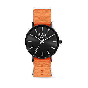 Colori XOXO 5 COL556 Horloge geschenkset met Armband - Nato Band - Ø 36 mm - Oranje / Zwart  1